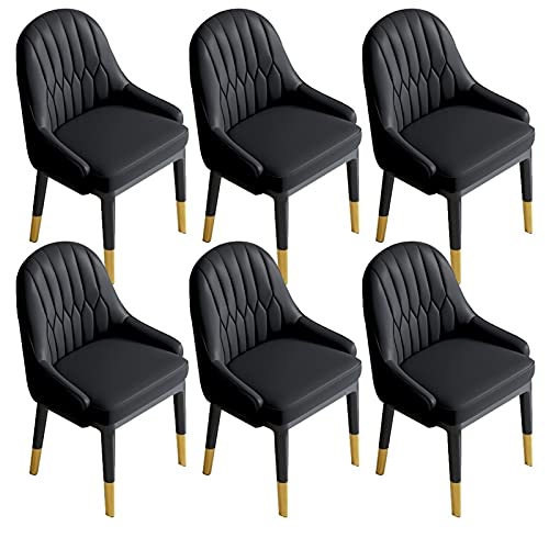 JIESOO Esszimmerstühle 6er-Set Moderne Küchenstühle Aus Kunstleder Mit AkzentWohnzimmerstühle Mit Hoher Rückenlehne, Weichem Sitz, Metallbeinen Bürosessel(Negro) von JIESOO