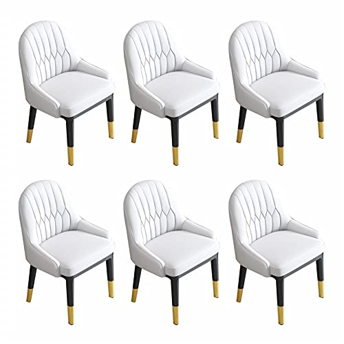 JIESOO Esszimmerstühle 6er-Set Moderne Küchenstühle Aus Kunstleder Mit AkzentWohnzimmerstühle Mit Hoher Rückenlehne, Weichem Sitz, Metallbeinen Bürosessel(White) von JIESOO