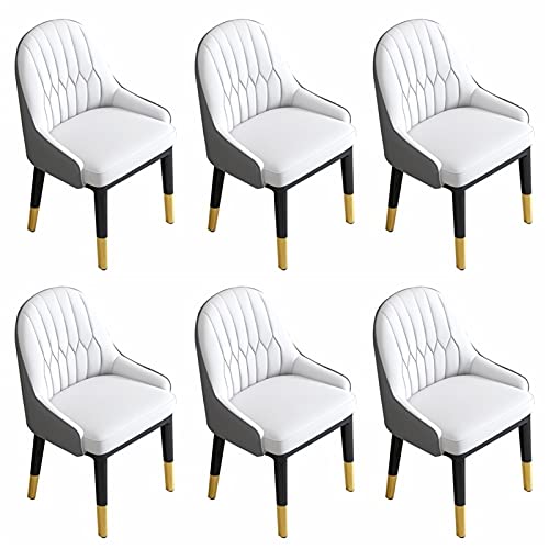 JIESOO Esszimmerstühle 6er-Set Moderne Küchenstühle Aus Kunstleder Mit AkzentWohnzimmerstühle Mit Hoher Rückenlehne, Weichem Sitz, Metallbeinen Bürosessel(White+Gray) von JIESOO