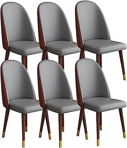 JIESOO Esszimmerstühle 6er-Set Moderne Mikrofaser Leder Küchen Und Wohnzimmer-Lounge-Thekenstühle Holzbeine Bequeme Akzentstühle(D,Walnut feet) von JIESOO