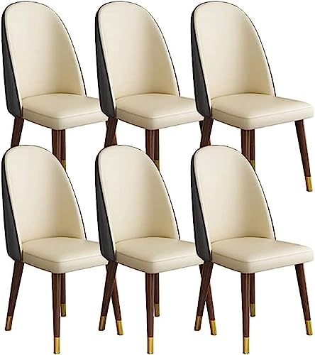 JIESOO Esszimmerstühle 6er-Set Moderne Mikrofaser Leder Küchen Und Wohnzimmer-Lounge-Thekenstühle Holzbeine Bequeme Akzentstühle(E,Black feet) von JIESOO