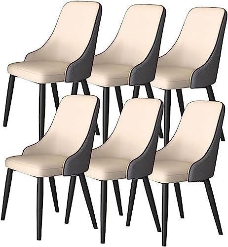 JIESOO Esszimmerstühle 6er-Set Moderne PU Leder Küchen Und Wohnzimmer Lounge Thekenstühle Akzentstühle mit Metallbeinen Aus Karbonstahl(Beige+Dark Gray) von JIESOO