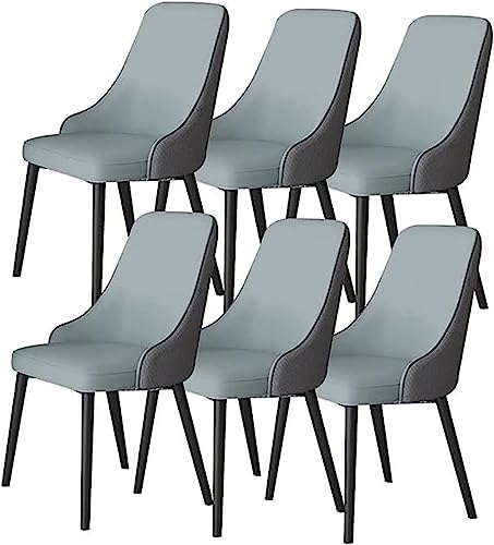 JIESOO Esszimmerstühle 6er-Set Moderne PU Leder Küchen Und Wohnzimmer Lounge Thekenstühle Akzentstühle mit Metallbeinen Aus Karbonstahl(Blue+Dark Gray) von JIESOO