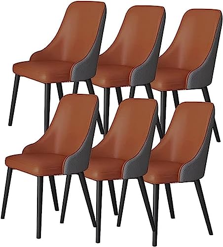 JIESOO Esszimmerstühle 6er-Set Moderne PU Leder Küchen Und Wohnzimmer Lounge Thekenstühle Akzentstühle mit Metallbeinen Aus Karbonstahl(Coffee+Dark Gray) von JIESOO