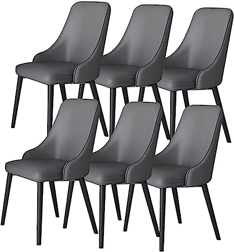 JIESOO Esszimmerstühle 6er-Set Moderne PU Leder Küchen Und Wohnzimmer Lounge Thekenstühle Akzentstühle mit Metallbeinen Aus Karbonstahl(Grey) von JIESOO