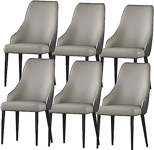 JIESOO Esszimmerstühle 6er-Set Modernes PU-Leder Hohe Rückenlehne Gepolsterter Weicher Sitz mit Schmiedeeisernen Metallbeinen for Büro Lounge Esszimmer Küche Schlafzimmer(Light Gray+Gray) von JIESOO