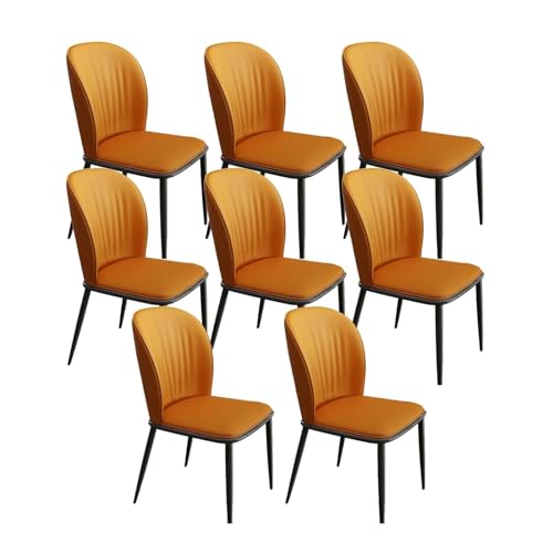 JIESOO Esszimmerstühle 8er-Set, Küchenstühle mit PU-Kissen, Rückenlehne, moderne Wohnzimmer-Seitenstühle aus der Mitte des Jahrhunderts mit Metallbeinen (Farbe: Orange) von JIESOO