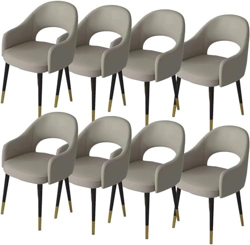 JIESOO Esszimmerstühle 8er-Set Küchensessel Kunstleder wasserdichte Wohnzimmerstühle Leder Mit Metallbeinen Lounge-Thekenstühle(Light Grey) von JIESOO