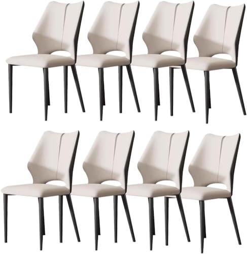 JIESOO Esszimmerstühle 8er-Set Kunstleder Küche Wohnzimmer Lounge-Thekenstühle Schreibtischstuhl Haushalt for Büro, Lounge, Esszimmer, Küche, Schlafzimmer(Beige) von JIESOO