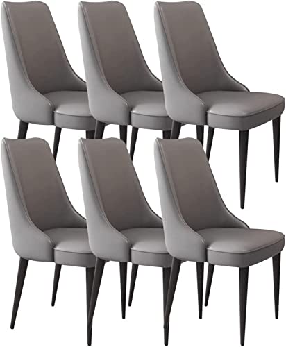 JIESOO Esszimmerstühle Aus Künstlichem Mikrofaserleder 6er-Set Wasserfester Leder-Beistellstuhl mit Metallbeinen for Büro Lounge Esszimmer Küche Schlafzimmer(Cement Grey,Black Leg) von JIESOO