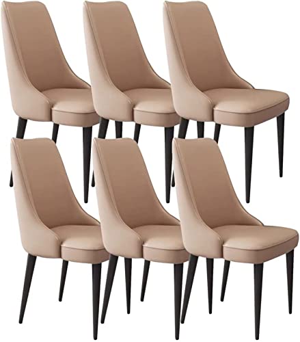 JIESOO Esszimmerstühle Aus Künstlichem Mikrofaserleder 6er-Set Wasserfester Leder-Beistellstuhl mit Metallbeinen for Büro Lounge Esszimmer Küche Schlafzimmer(Khaki,Black Leg) von JIESOO