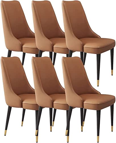 JIESOO Esszimmerstühle Aus Künstlichem Mikrofaserleder 6er-Set Wasserfester Leder-Beistellstuhl mit Metallbeinen for Büro Lounge Esszimmer Küche Schlafzimmer(Light Coffee,Golden Leg) von JIESOO
