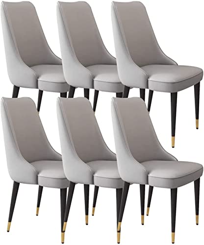 JIESOO Esszimmerstühle Aus Künstlichem Mikrofaserleder 6er-Set Wasserfester Leder-Beistellstuhl mit Metallbeinen for Büro Lounge Esszimmer Küche Schlafzimmer(Light Grey,Golden Leg) von JIESOO