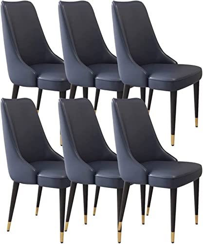 JIESOO Esszimmerstühle Aus Künstlichem Mikrofaserleder 6er-Set Wasserfester Leder-Beistellstuhl mit Metallbeinen for Büro Lounge Esszimmer Küche Schlafzimmer(Royal Blue,Golden Leg) von JIESOO