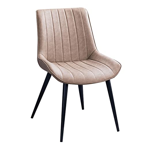JIESOO Esszimmerstühle Aus Kunst-PU-Leder Moderne Wohnzimmer-Beistellstühle Aus Der Mitte Jahrhunderts Mit Schwarzen Metallbeinen for Küche, Esszimmer, Schlafzimmer, Wohnzimmer(Khaki) von JIESOO