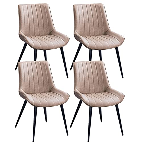 JIESOO Esszimmerstühle Aus PU-Kunstleder 4er-Set Moderne Wohnzimmer-Beistellstühle Aus Mitte Jahrhunderts Mit Schwarzen Metallbeinen for Küche, Esszimmer, Schlafzimmer, Wohnzimmer(Khaki) von JIESOO