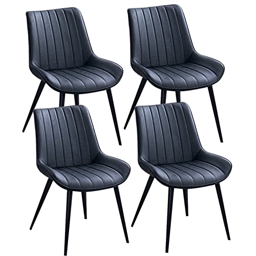 JIESOO Esszimmerstühle Aus PU-Kunstleder 4er-Set Moderne Wohnzimmer-Beistellstühle Aus Mitte Jahrhunderts Mit Schwarzen Metallbeinen for Küche, Esszimmer, Schlafzimmer, Wohnzimmer(Negro) von JIESOO