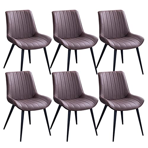 JIESOO Esszimmerstühle Aus PU-Kunstleder 6er-Set Moderne Wohnzimmer-Beistellstühle Aus Mitte Jahrhunderts Mit Schwarzen Metallbeinen for Küche, Esszimmer, Schlafzimmer, Wohnzimmer(Brown) von JIESOO
