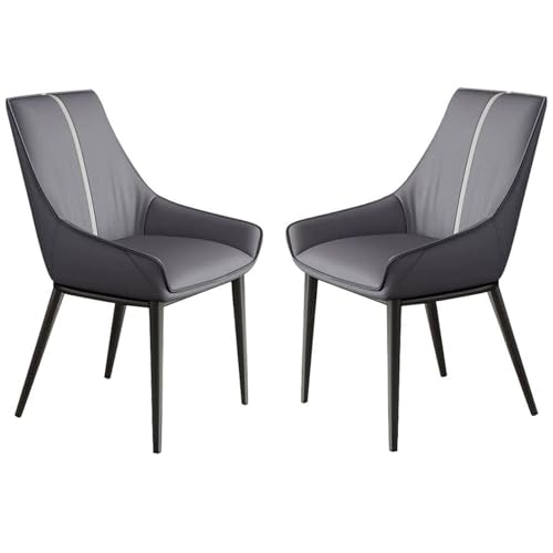 JIESOO Esszimmerstühle PU-Leder 2er-Set Küche Wohnzimmer Lounge Thekenstühle Stabile Metallbeine for Büro, Lounge, Esszimmer, Küche, Schlafzimmer(Dark Grey) von JIESOO
