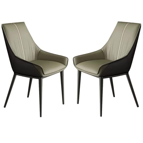 JIESOO Esszimmerstühle PU-Leder 2er-Set Küche Wohnzimmer Lounge Thekenstühle Stabile Metallbeine for Büro, Lounge, Esszimmer, Küche, Schlafzimmer(Green) von JIESOO