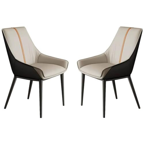 JIESOO Esszimmerstühle PU-Leder 2er-Set Küche Wohnzimmer Lounge Thekenstühle Stabile Metallbeine for Büro, Lounge, Esszimmer, Küche, Schlafzimmer(Light Grey) von JIESOO