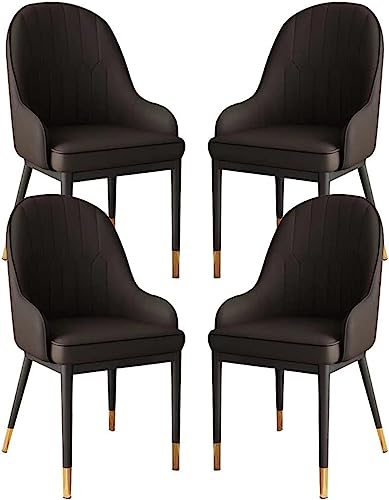 JIESOO Esszimmerstühle PU-Leder 4er-Set Moderne Wohnzimmer-Akzentsessel mit Schmiedeeisernen Metallbeinen for Gewerbliche Restaurants Zu Hause(B) von JIESOO