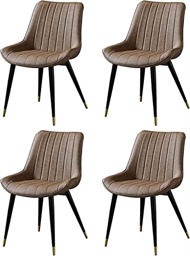 JIESOO Esszimmerstühle PU-Leder 4er-Set mit Metallbeinen Rückenlehne Esszimmerstühle Retro-Wohnzimmer-Schlafzimmer-Balkonstuhl(Camel) von JIESOO