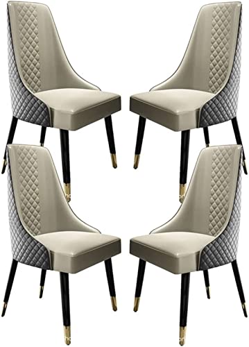 JIESOO Esszimmerstühle PU-Leder Küche 4er-Set Moderne Esszimmerstühle mit Akzenten Aus Massivholzbeinen Lounge-Stühle for Das Wohnzimmer Küche(Grey) von JIESOO