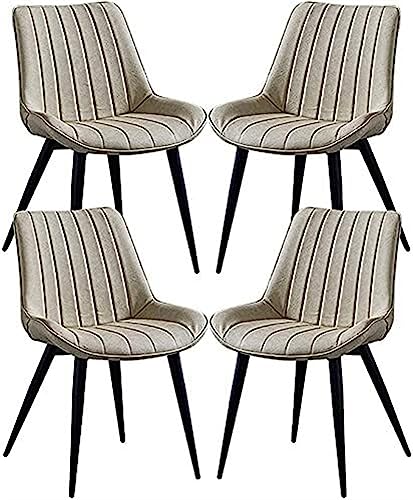 JIESOO Esszimmerstühle PU-Leder Verdickter Sitz 4er-Set Metallbeine Vintage-Küchenstühle for Lounge Esszimmer Wohnzimmer Café Rezeption(Beige) von JIESOO