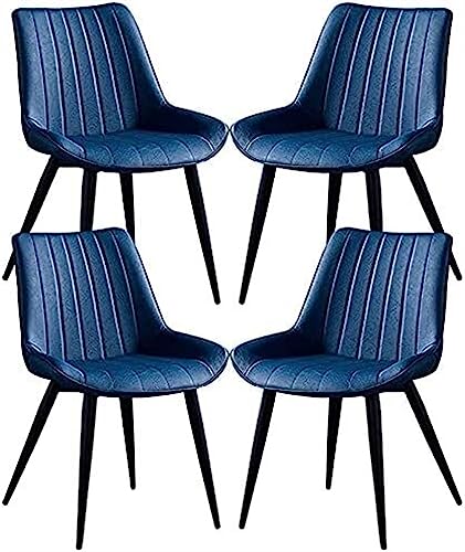 JIESOO Esszimmerstühle PU-Leder Verdickter Sitz 4er-Set Metallbeine Vintage-Küchenstühle for Lounge Esszimmer Wohnzimmer Café Rezeption(Blue) von JIESOO