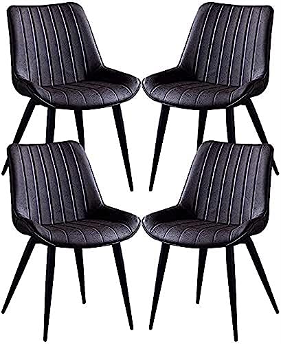 JIESOO Esszimmerstühle PU-Leder Verdickter Sitz 4er-Set Metallbeine Vintage-Küchenstühle for Lounge Esszimmer Wohnzimmer Café Rezeption(Brown) von JIESOO