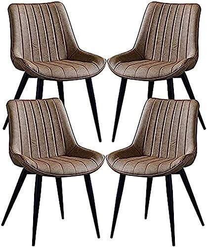 JIESOO Esszimmerstühle PU-Leder Verdickter Sitz 4er-Set Metallbeine Vintage-Küchenstühle for Lounge Esszimmer Wohnzimmer Café Rezeption(Camel) von JIESOO