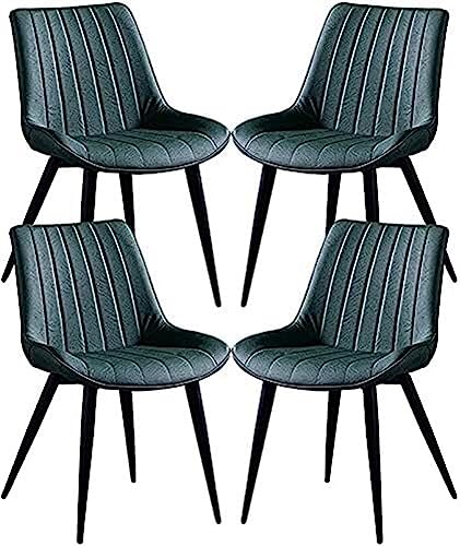 JIESOO Esszimmerstühle PU-Leder Verdickter Sitz 4er-Set Metallbeine Vintage-Küchenstühle for Lounge Esszimmer Wohnzimmer Café Rezeption(Green) von JIESOO