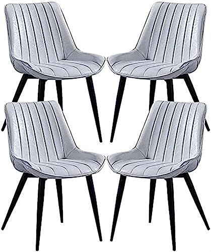 JIESOO Esszimmerstühle PU-Leder Verdickter Sitz 4er-Set Metallbeine Vintage-Küchenstühle for Lounge Esszimmer Wohnzimmer Café Rezeption(White) von JIESOO