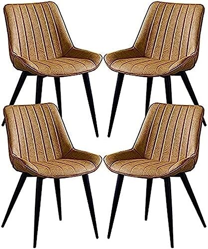 JIESOO Esszimmerstühle PU-Leder Verdickter Sitz 4er-Set Metallbeine Vintage-Küchenstühle for Lounge Esszimmer Wohnzimmer Café Rezeption(Yellow) von JIESOO