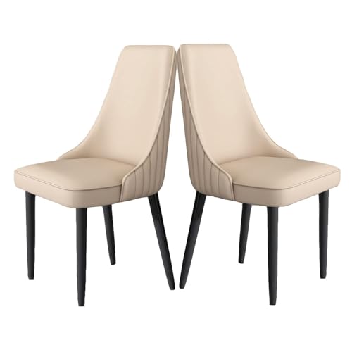 JIESOO Esszimmerstühle Pu-Leder 2er-Set Gepolsterte Küchenstühle Akzentstühle Beistellstuhl mit Hoher Rückenlehne Und Metallbeinen for Wohnzimmer/Esszimmer/Schlafzimmer/Restaurant(Cream) von JIESOO