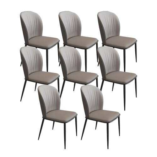 JIESOO Esszimmerstühle Set mit 8 Küchenstühlen mit PU-Kissen, Rückenlehne, moderne Wohnzimmer-Seitenstühle aus der Mitte des Jahrhunderts mit Metallbeinen (Farbe: Grau) von JIESOO