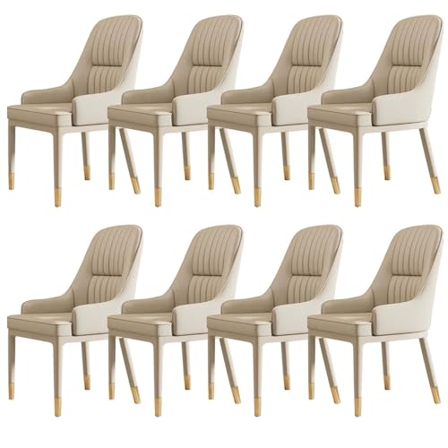 JIESOO Esszimmerstühle Set mit 8 modernen Küchenstühlen aus der Mitte des Jahrhunderts mit Metallbeinen und Armlehne, Kunstleder-Polsterstühle für Esszimmer, Wohnzimmer, Schlafzimmer (Farbe: von JIESOO