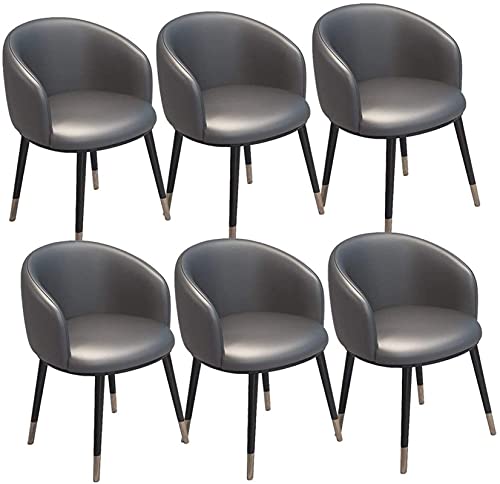 JIESOO Esszimmerstühle aus PU-Leder, Sitzlehne, Metallbeine, Küchenstühle für Esszimmer, Wohnzimmer, Empfang, Bürostühle (dunkelgrau), 6 Stück von JIESOO
