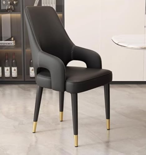 JIESOO Esszimmerstuhl 2er-Set Wohnzimmerstühle Wasserfester Stuhl mit Armlehnen PU-Leder Und Metallbeinen for Küche, Wohnzimmer, Esszimmer, Büro(Negro) von JIESOO