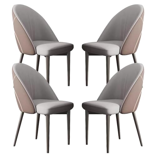 JIESOO Esszimmerstuhl Esszimmerstühle 4er-Set Modernes PU-Leder Hohe Rückenlehne, Gepolsterter Weicher Sitz, Stabile Metallbeine, Beistellstühle for Küche Und Wohnzimmer(Light Gray) von JIESOO