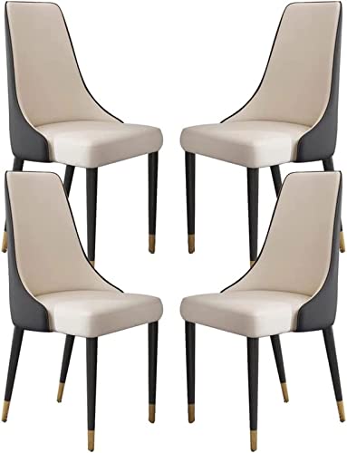 JIESOO Esszimmerstuhl Mikrofaser-Leder 4er-Set Küchenstuhl mit Holzbeinen Ergonomische Sitzseitenstühle for Büro Lounge Restaurant Wohnzimmer(Black/White) von JIESOO
