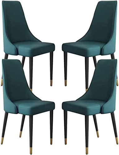 JIESOO Esszimmerstuhl Mikrofaser-Leder 4er-Set Küchenstuhl mit Holzbeinen Ergonomische Sitzseitenstühle for Büro Lounge Restaurant Wohnzimmer(Dark Blue) von JIESOO