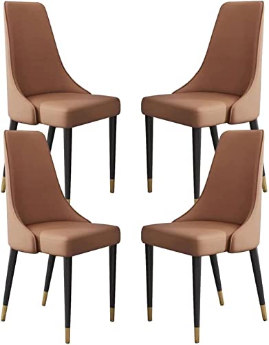 JIESOO Esszimmerstuhl Mikrofaser-Leder 4er-Set Küchenstuhl mit Holzbeinen Ergonomische Sitzseitenstühle for Büro Lounge Restaurant Wohnzimmer(Dark Brown) von JIESOO