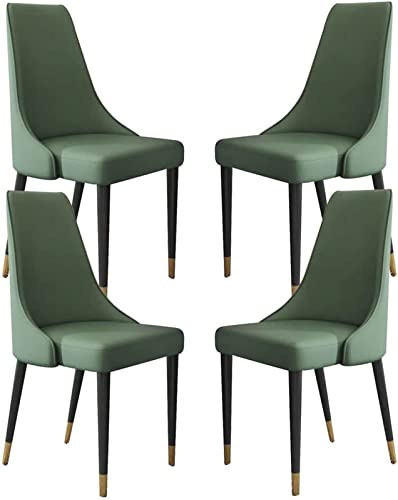 JIESOO Esszimmerstuhl Mikrofaser-Leder 4er-Set Küchenstuhl mit Holzbeinen Ergonomische Sitzseitenstühle for Büro Lounge Restaurant Wohnzimmer(Dark Green) von JIESOO