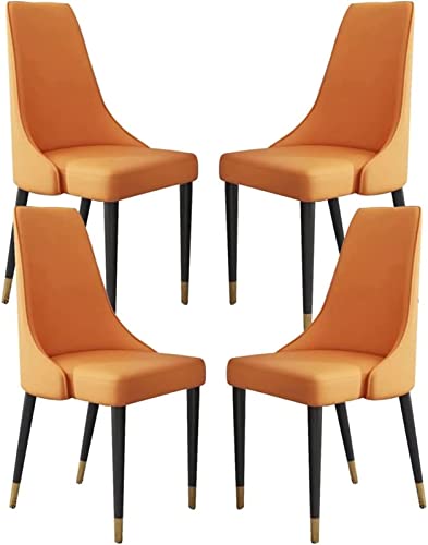 JIESOO Esszimmerstuhl Mikrofaser-Leder 4er-Set Küchenstuhl mit Holzbeinen Ergonomische Sitzseitenstühle for Büro Lounge Restaurant Wohnzimmer(Orange) von JIESOO