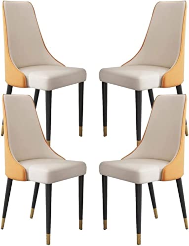 JIESOO Esszimmerstuhl Mikrofaser-Leder 4er-Set Küchenstuhl mit Holzbeinen Ergonomische Sitzseitenstühle for Büro Lounge Restaurant Wohnzimmer(Orange White) von JIESOO