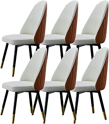 JIESOO Esszimmerstuhl Modernen Design 6er-Set Küchenstuhl Mit Massivholzfuß Stühle Aus Mikrofaser-Leder Weich Gepolsterter Sitz for Büro Lounge Esszimmer Küche(Beige+Coffee) von JIESOO