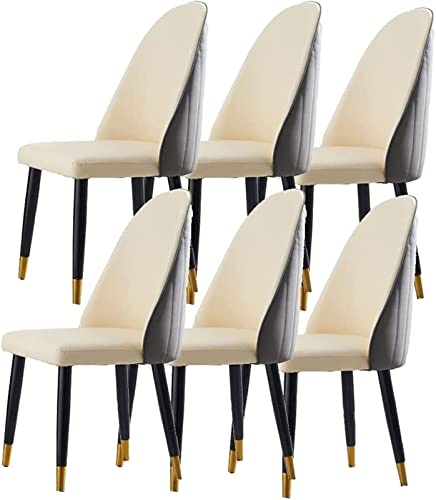 JIESOO Esszimmerstuhl Modernen Design 6er-Set Küchenstuhl Mit Massivholzfuß Stühle Aus Mikrofaser-Leder Weich Gepolsterter Sitz for Büro Lounge Esszimmer Küche(Beige+Dark Gray) von JIESOO
