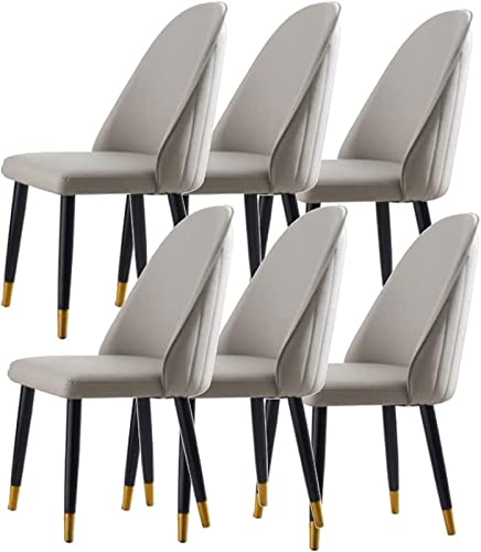 JIESOO Esszimmerstuhl Modernen Design 6er-Set Küchenstuhl Mit Massivholzfuß Stühle Aus Mikrofaser-Leder Weich Gepolsterter Sitz for Büro Lounge Esszimmer Küche(Light Gray) von JIESOO